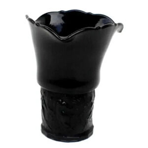 Vintage LE Smith Black Amethyst Dancing Nymphs Tri-Corner Vase Depression Glass